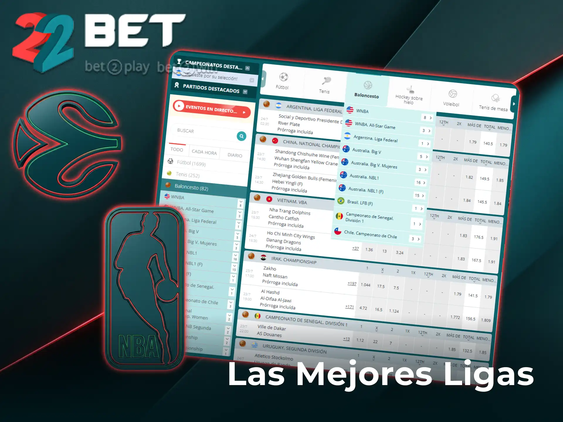Descubrí las mejores ligas de básquet para apostar en 22Bet y elegí tu favorita.