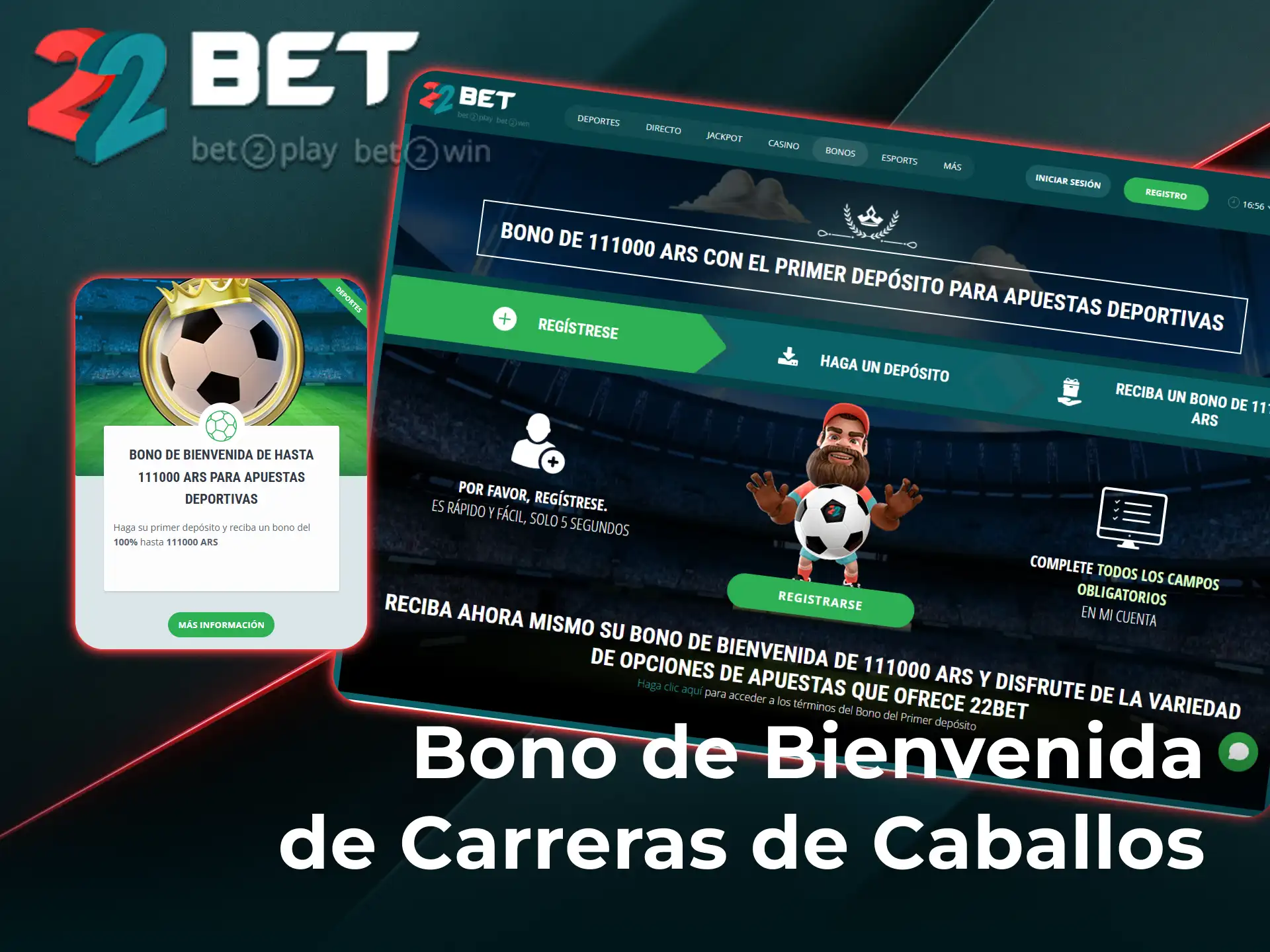 Aprovechá el bono de bienvenida para carreras de caballos y empezá a ganar en 22Bet Argentina.