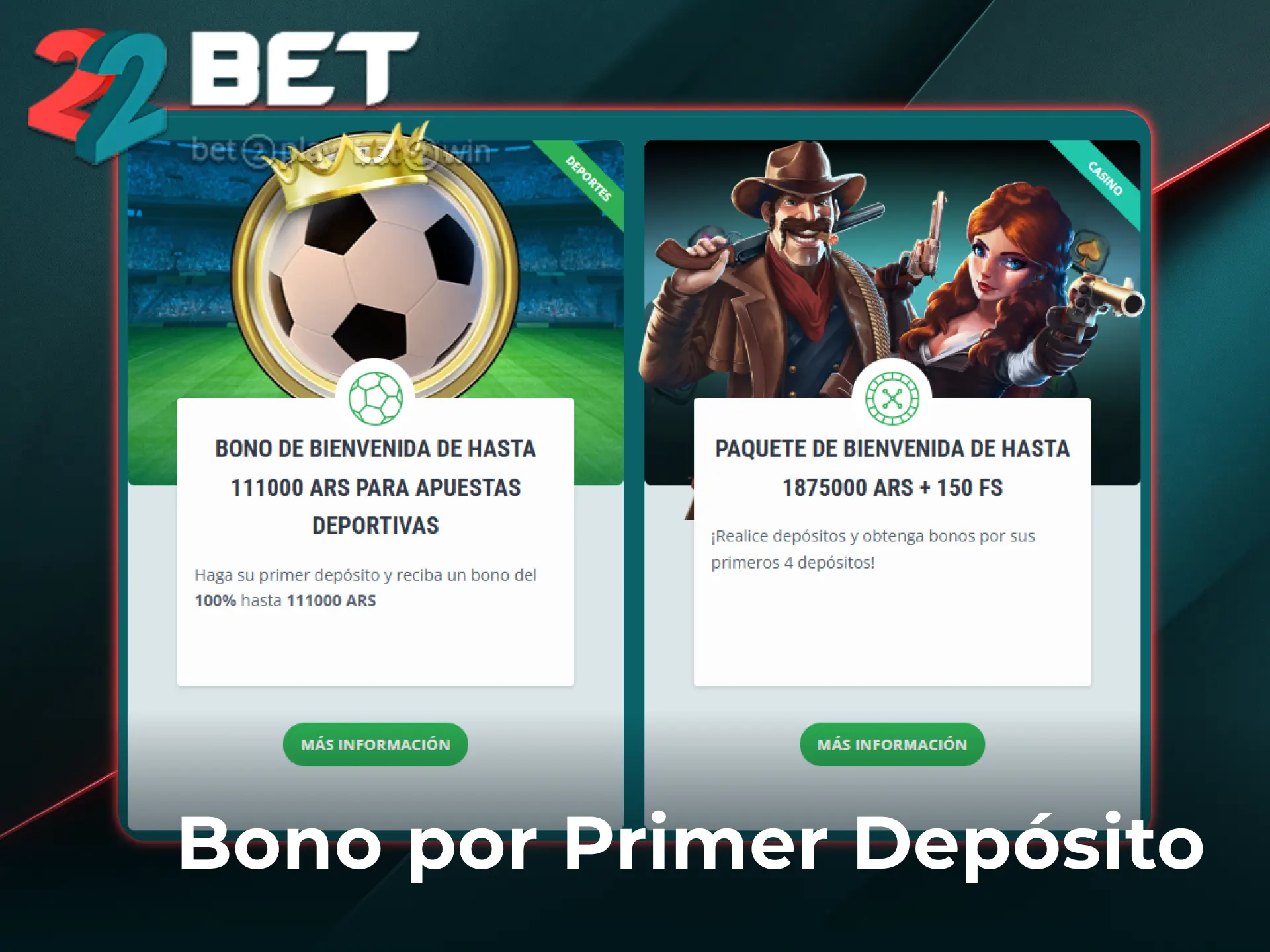 Aprovechá el bono por primer depósito en 22Bet Argentina para empezar a jugar online.