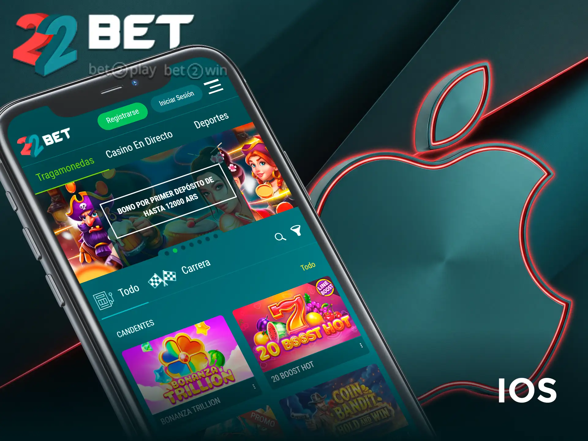 Instalá la app de 22Bet para iOS para jugar al casino y apostar en vivo.