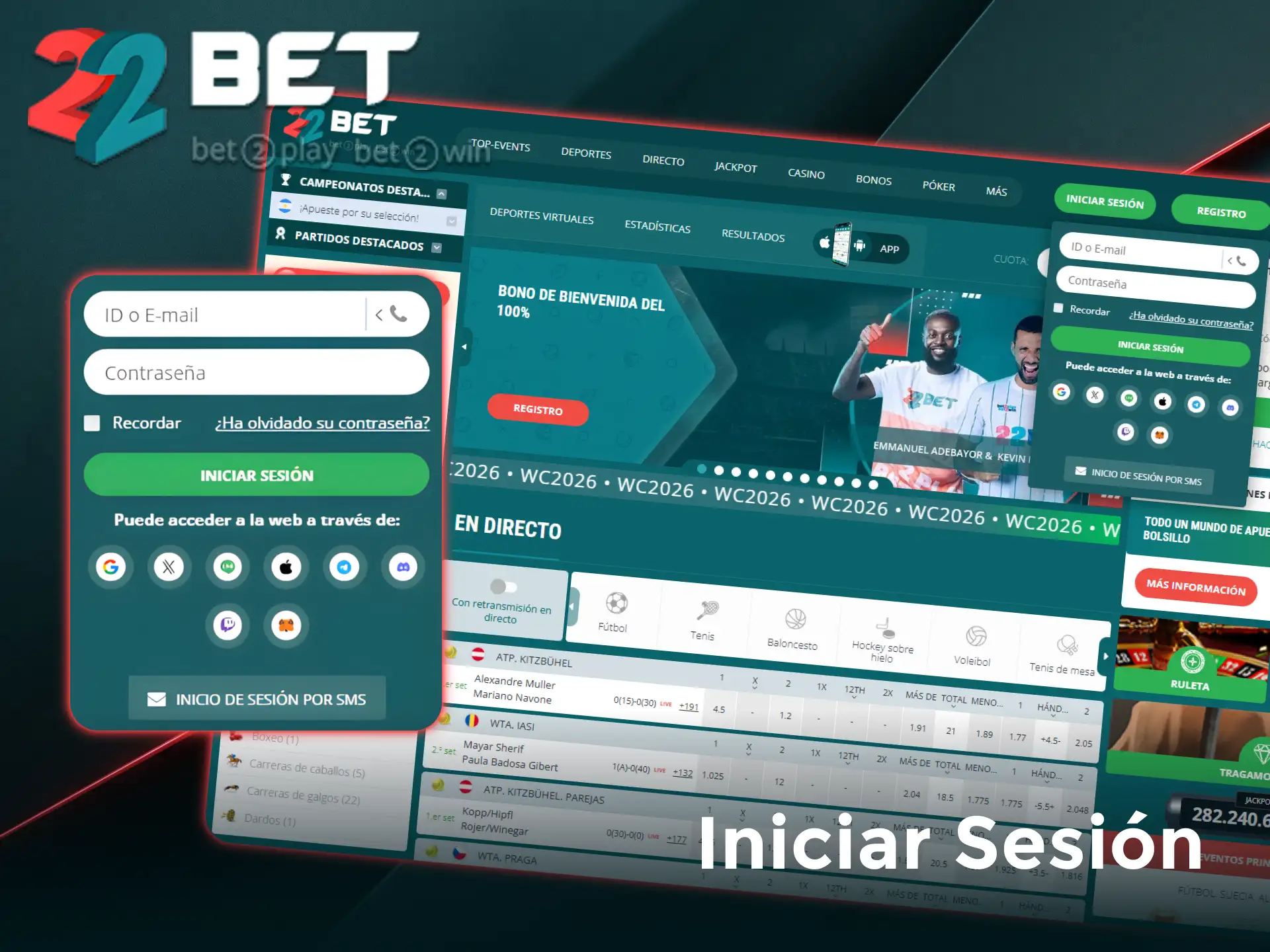 Activa los bonos de bienvenida en 22Bet para aumentar tus ganancias deportivas.