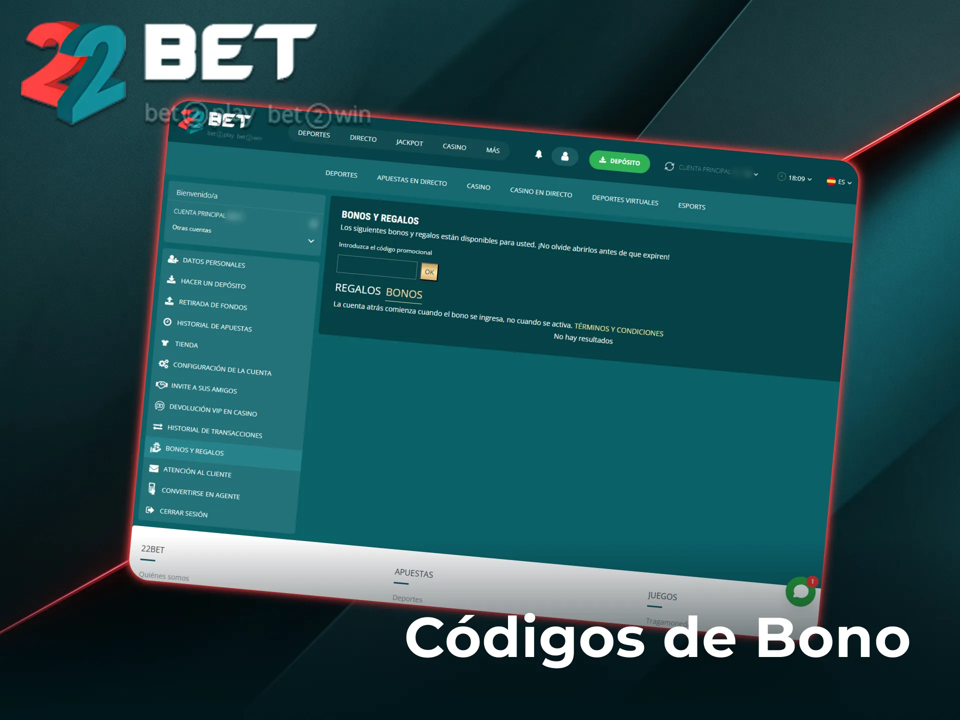 Utilizá un código promocional en 22Bet Argentina para activar bonos exclusivos.
