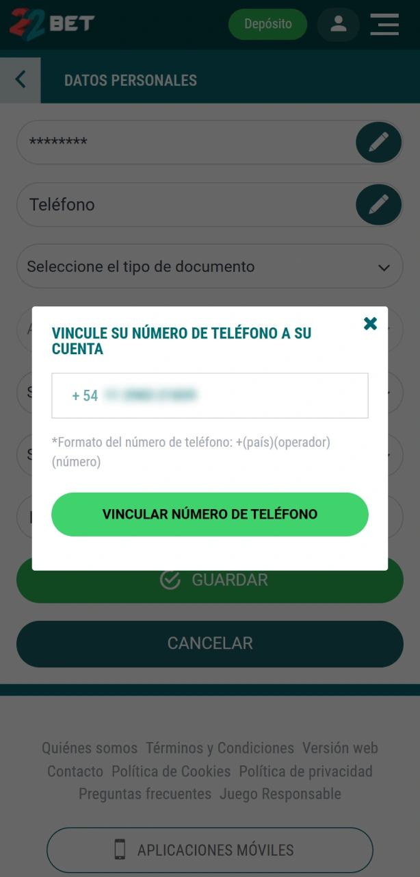 Activá tu cuenta de usuario tras completar el registro en 22Bet.