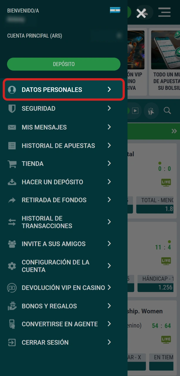 Accedé a la sección de verificación en tu cuenta de 22Bet Argentina para validar tu identidad.