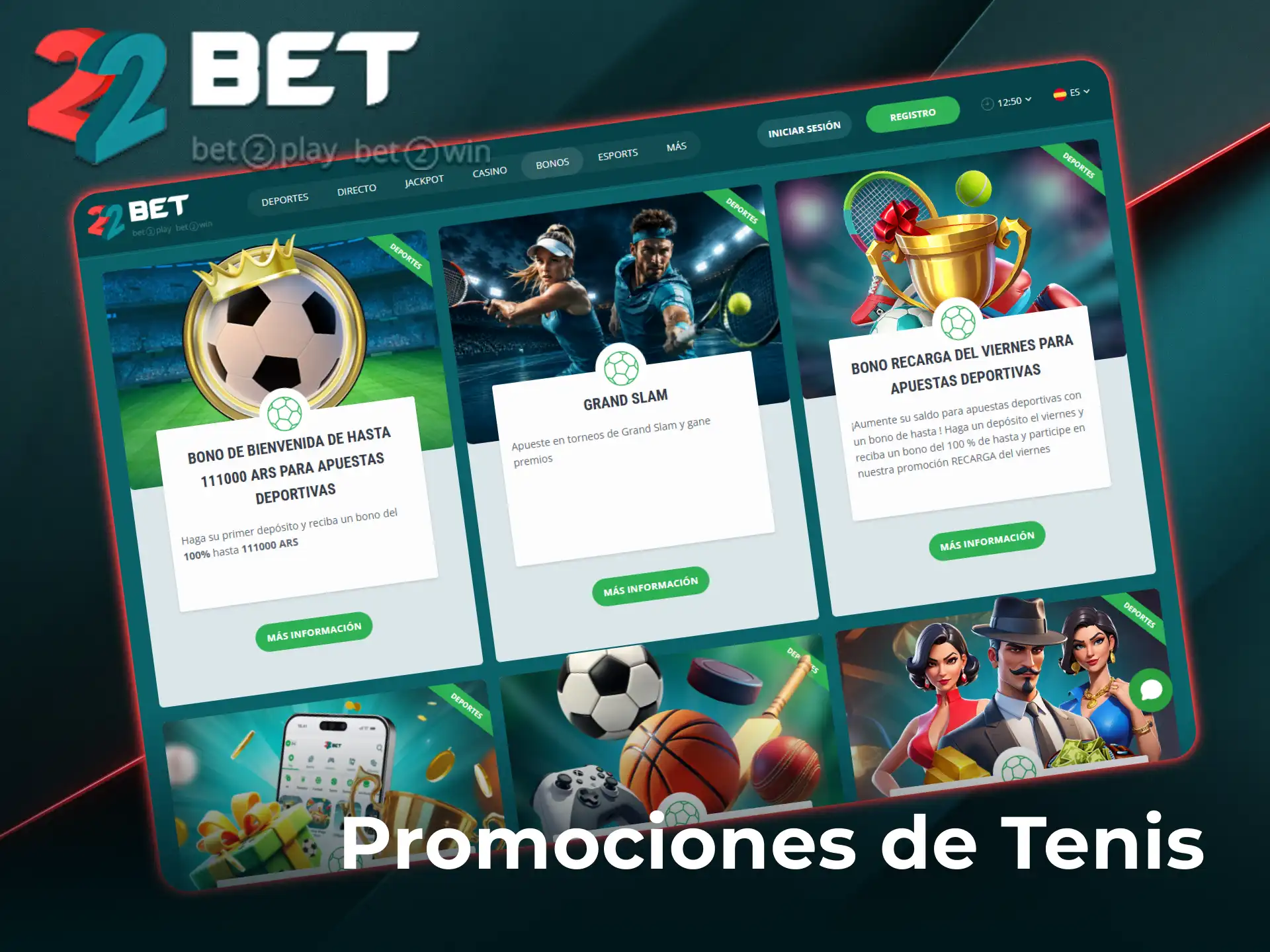 Aprovechá los mejores bonos y promociones de tenis en 22Bet Argentina para tus apuestas.
